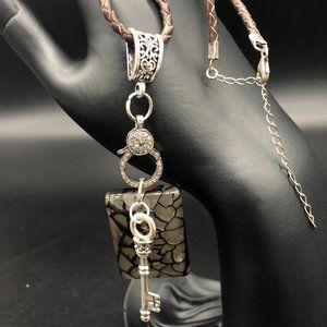 Necklace - Diamond Clasp, Dragon Vein, Sterling Silver Key